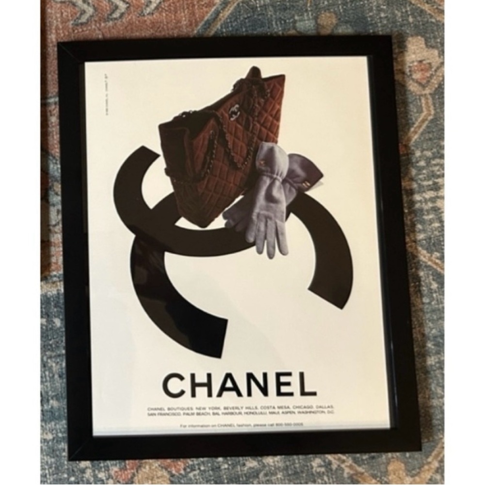 CHANEL VTG 90s Print Ad 1996 Original Framed CC Vintage